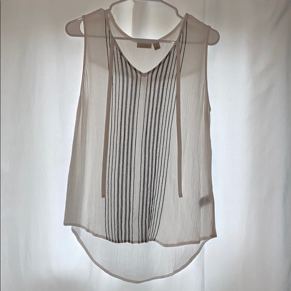 White tank top with navy stripes